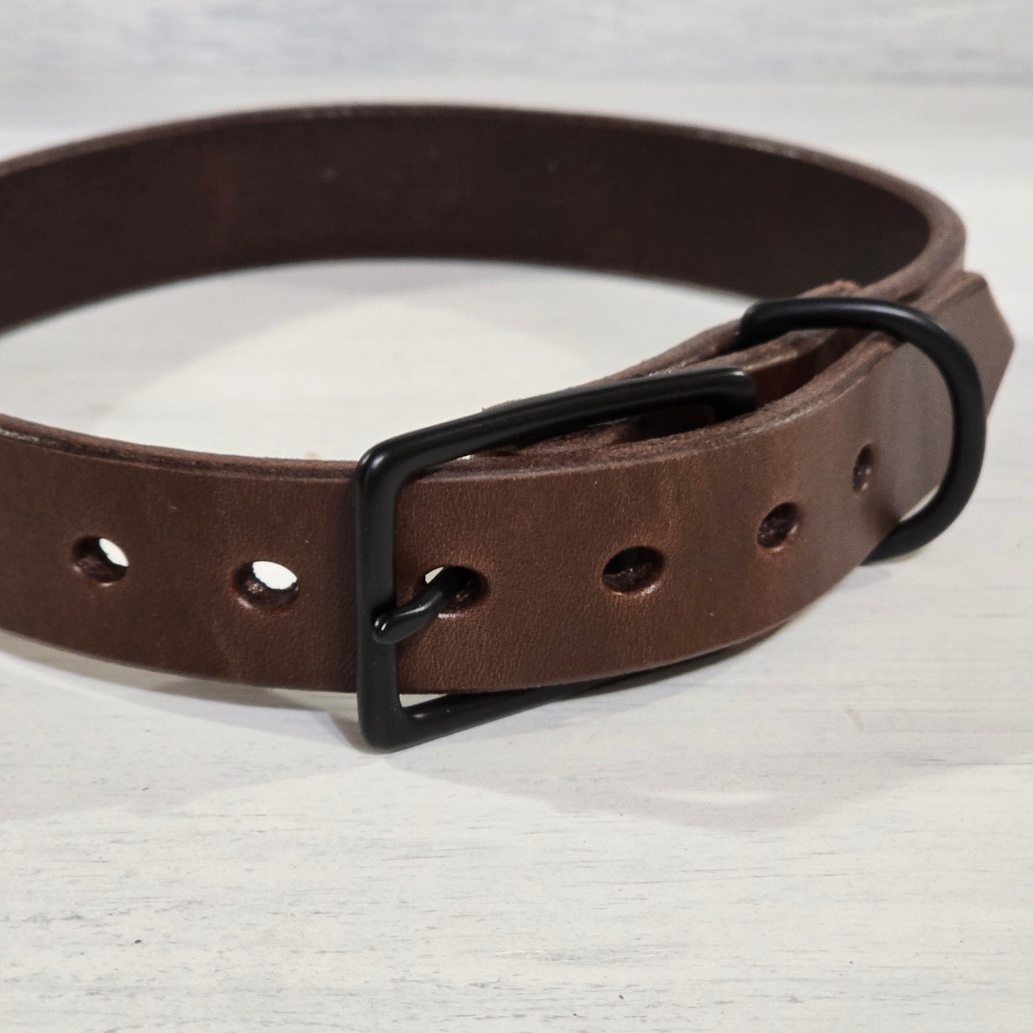 Personalized Brown Leather Dog Collar, Handmade in U.S.A.