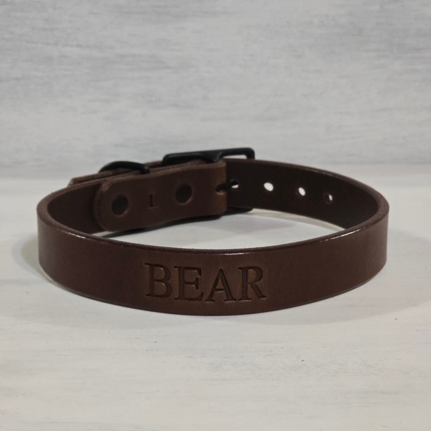 Personalized Brown Leather Dog Collar, Handmade in U.S.A.