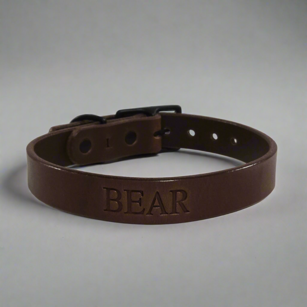 Personalized Brown Leather Dog Collar, Handmade in U.S.A.