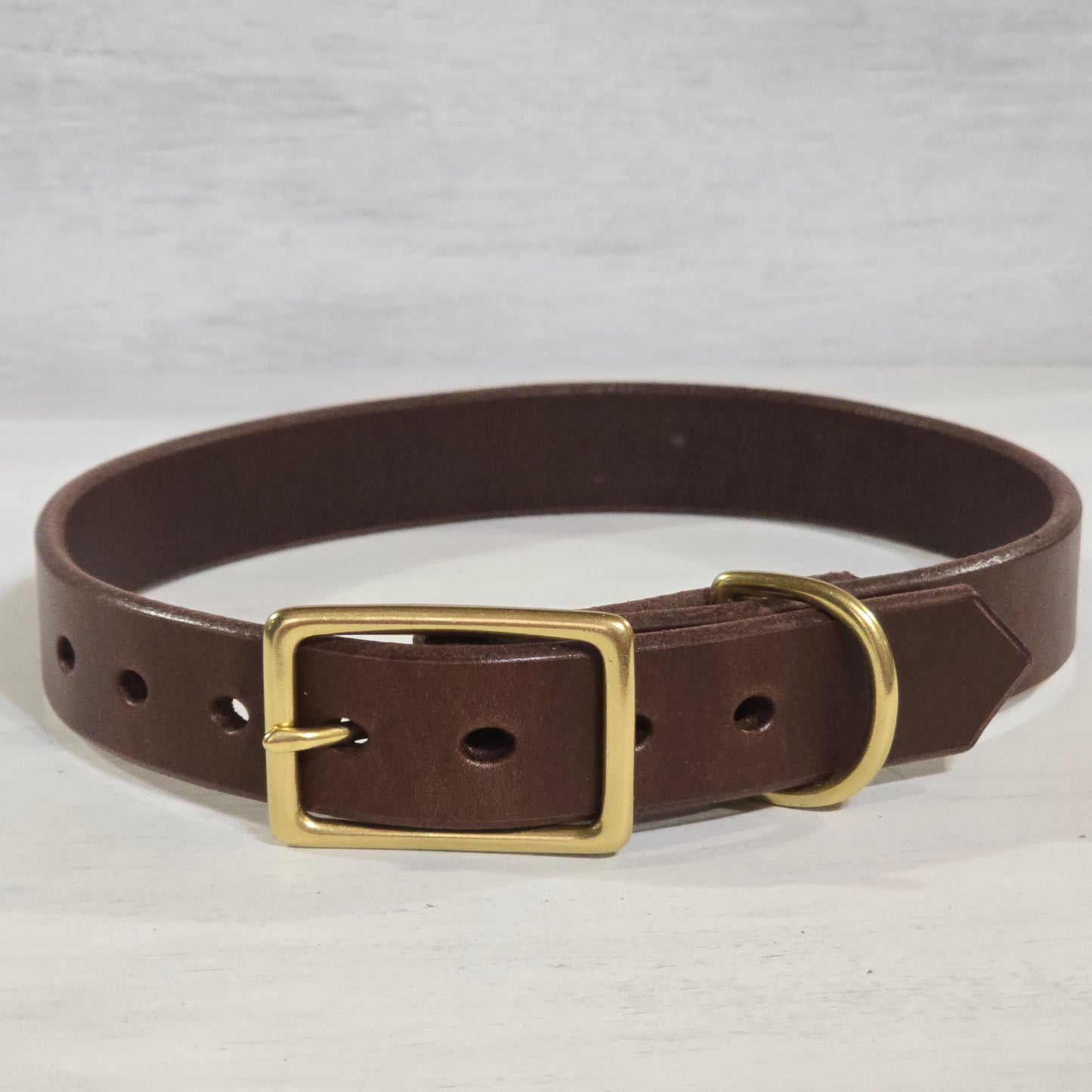 Personalized Brown Leather Dog Collar, Handmade in U.S.A.