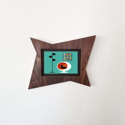 Walnut Plywood Atomic Star Picture Frame