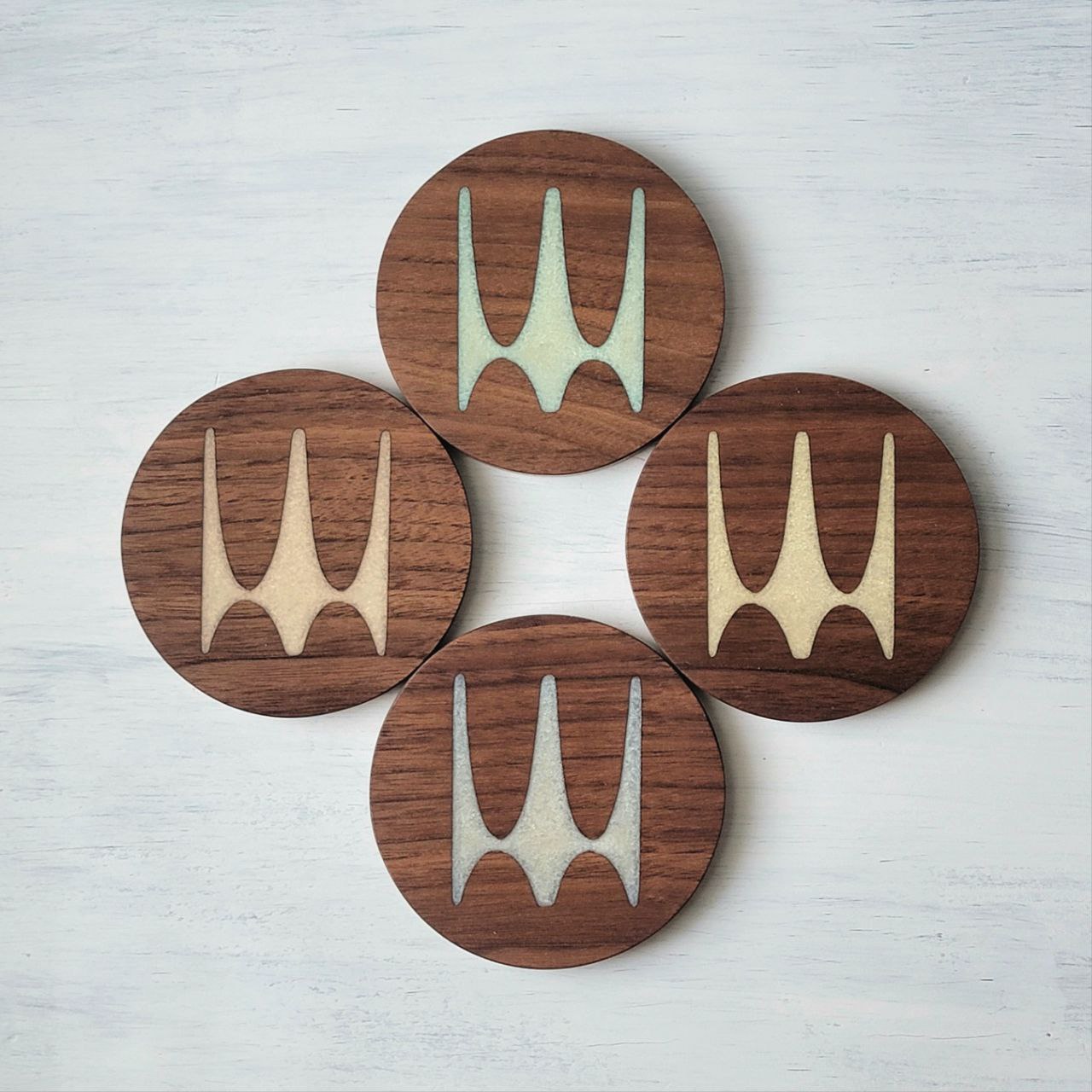 Atomic Starburst Wood Coaster Set