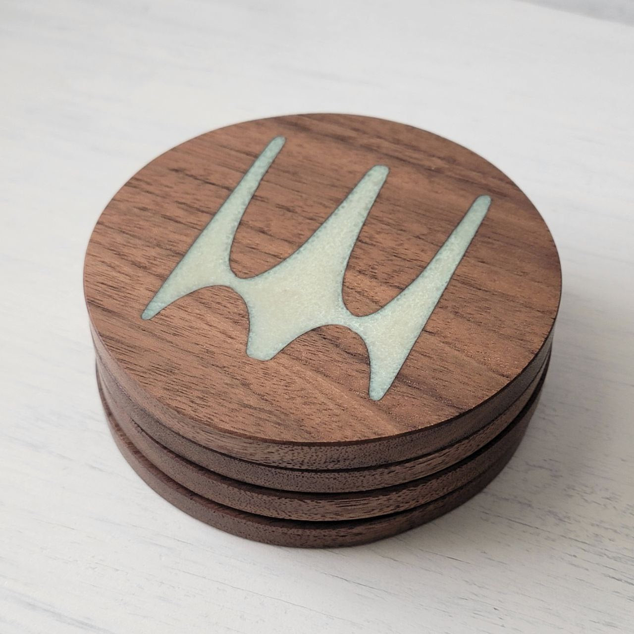 Atomic Starburst Wood Coaster Set