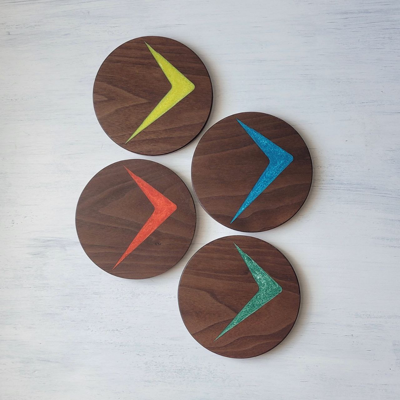 Atomic Starburst Wood Coaster Set