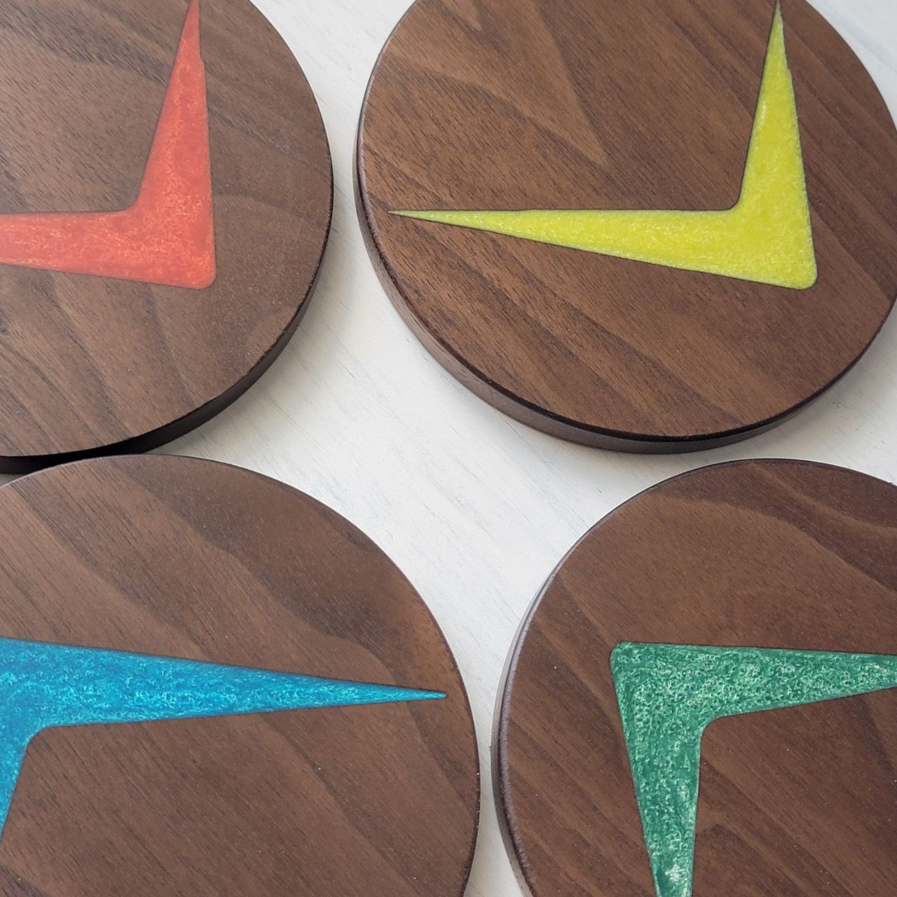 Atomic Starburst Wood Coaster Set