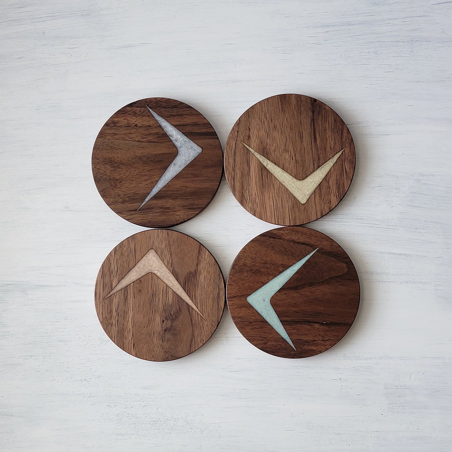 Atomic Starburst Wood Coaster Set