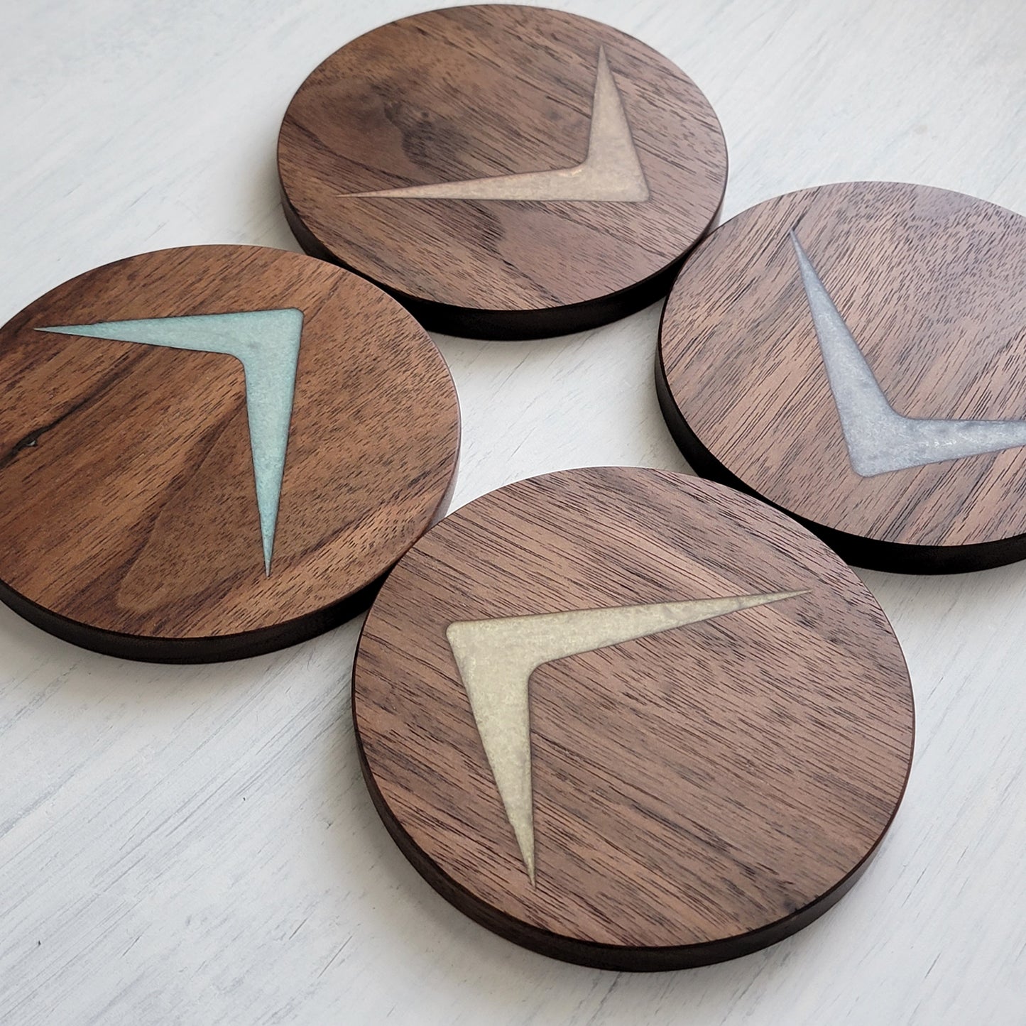 Atomic Starburst Wood Coaster Set