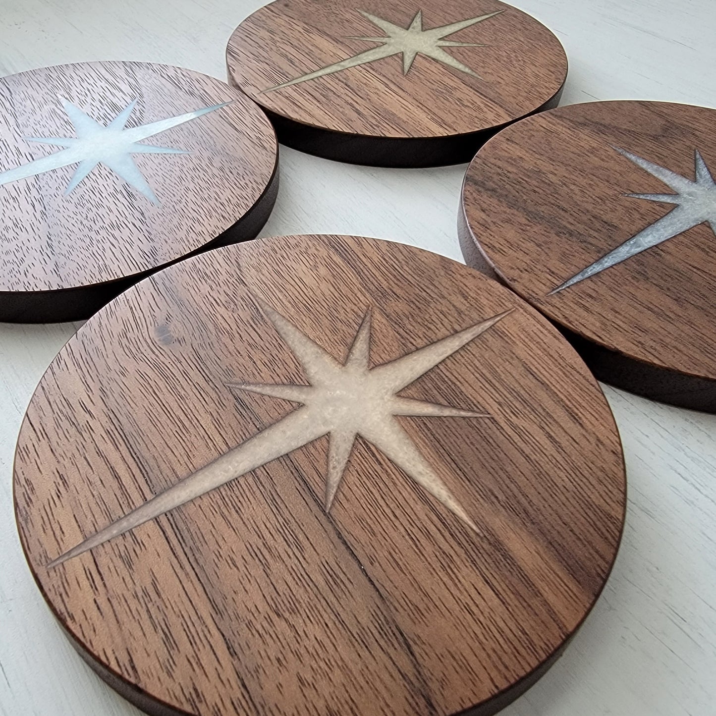 Atomic Starburst Wood Coaster Set