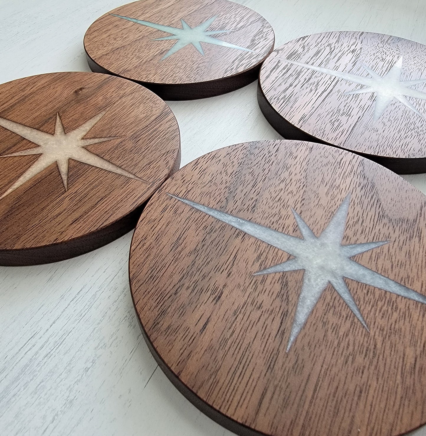 Atomic Starburst Wood Coaster Set