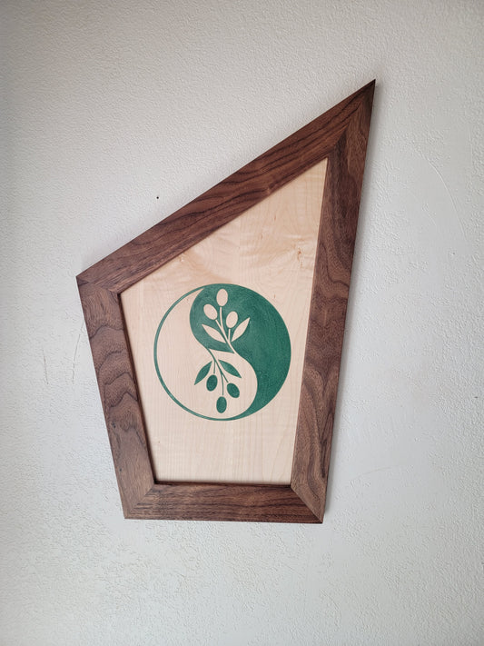 Carlo Inspired Trapezoid Picture Frame With Yin Yang Art - Atomic Walnut