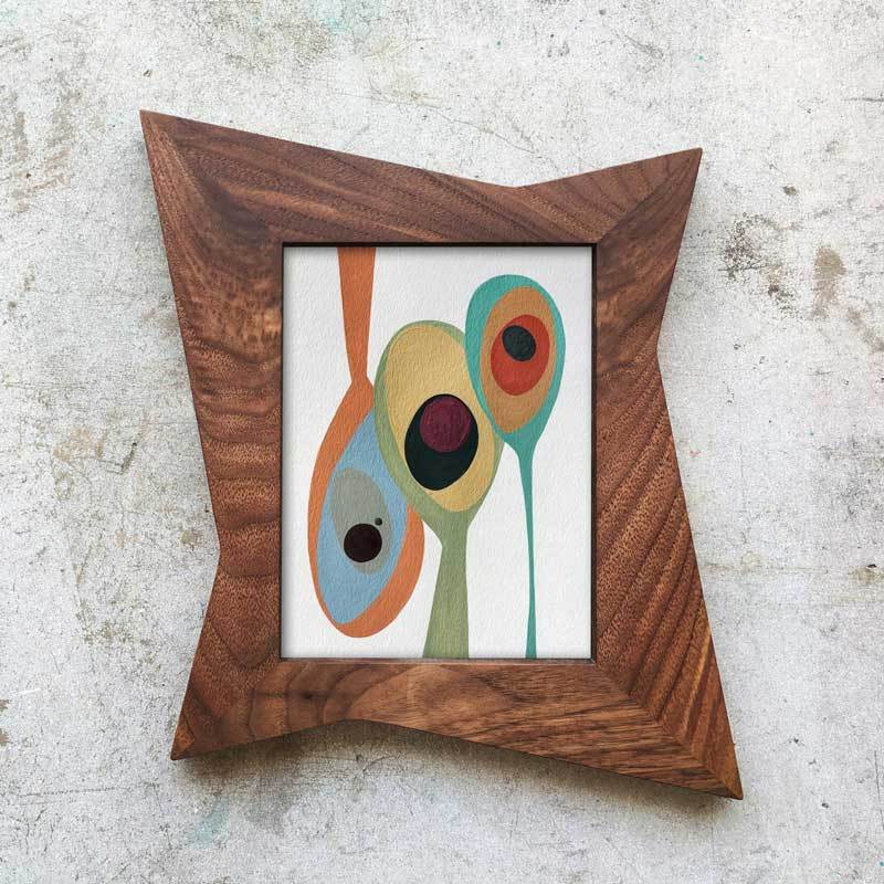 Walnut mid century modern picture frame