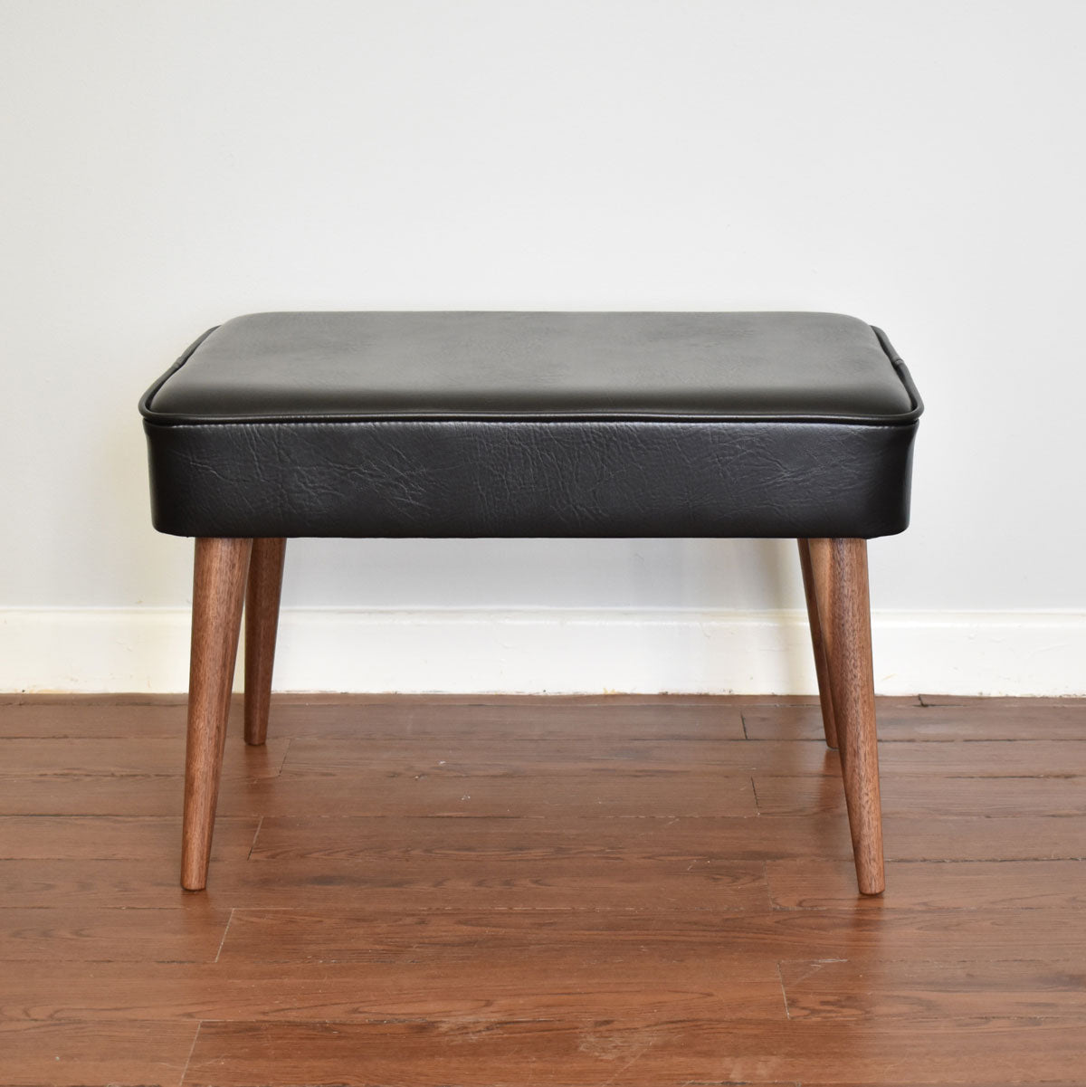 Black Vinyl Ottoman