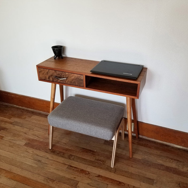 Hand Sculpted Walnut Ottoman