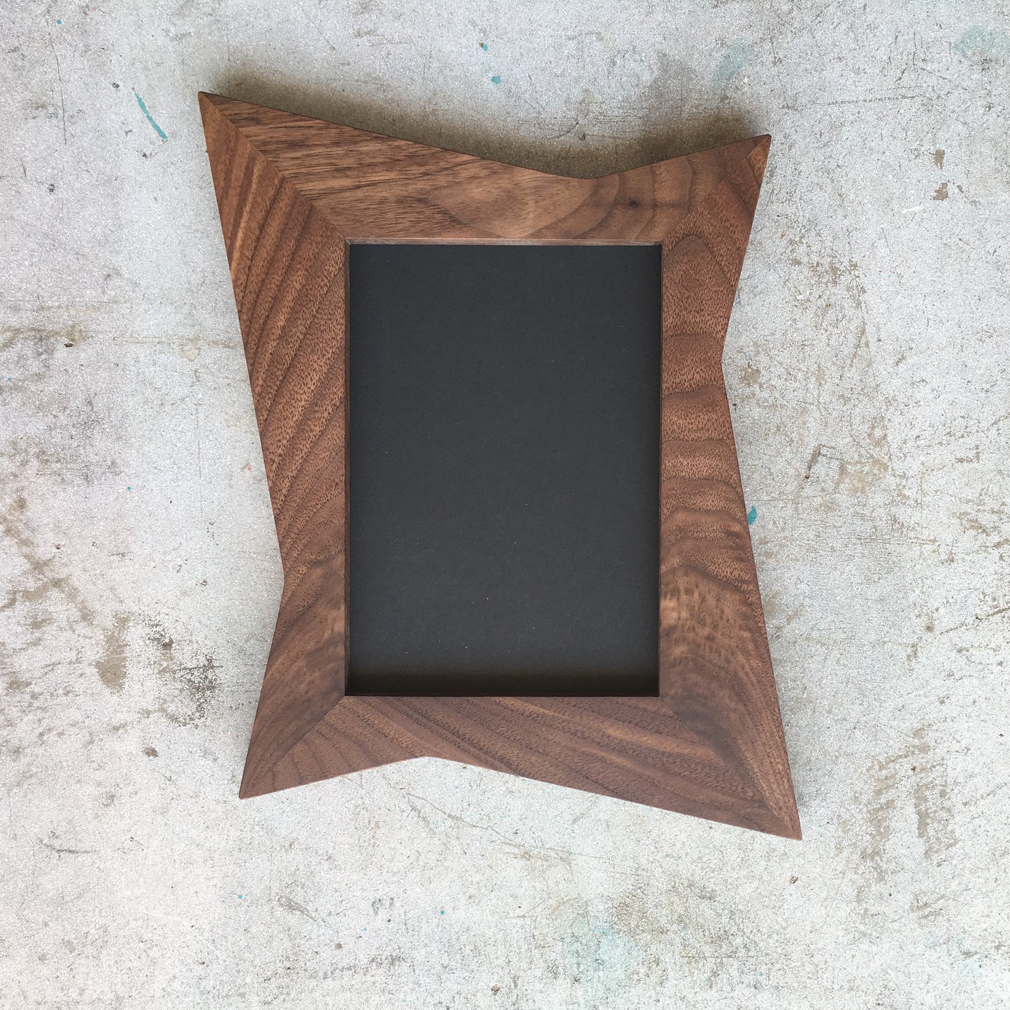 Walnut mid century modern inspired atomic frame.